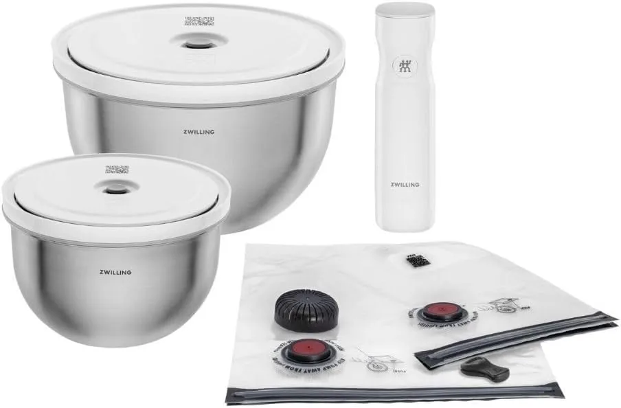 Zwilling Fresh&Save Bowls Vakumlu Saklama Kabı Başlangıç Seti, Çelik, 9 Parça | M/L