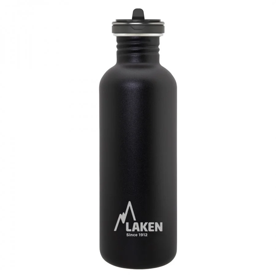 Laken 1L Basic with Flow Cap Paslanmaz Çelik Matara - Siyah
